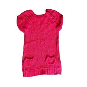 Milkshake Sweater Dress Toddler‎ Girl's Size 4 Solid All Red Short Sleeve Knit